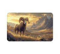 Coucher de soleil, pic de montagne, gros mouton, symboles surnaturels, impression noire, 1 pièce, serviette de plage surdimensionnée en velours peau de pêche, 140 x 70 cm, pour adultes, serviette