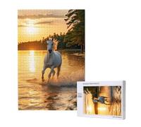Coucher De Soleil Puzzle Cheval 1500 Pièces Adultes,DIY Puzzles Art avec Boîte d'emballage et Photos de Référence,Relaxation/Soulagement du Stress/Jeux Amusants,Creatif Cadeau pour Femme M-1440