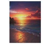 Coucher de Soleil Puzzles 500 Pièces Adultes, Puzzle en Bois Jeux D'adresse pour Toute La Famille,Jeu De Team Building 55×41cm