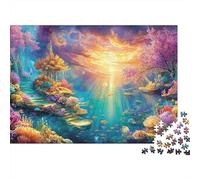 Coucher de Soleil rayonnant sur Un Pays des Merveilles Aquatiques Puzzle De 1000 Pièces Monde sous-Marin Puzzles Classiques pour Enfants Et Adultes 52x38cm/1000pcs