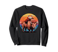 Coucher de Soleil Rétro Bison Panda Roux Bisons Sweatshirt