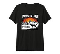 Coucher de Soleil rétro de Jackson Hole, Wyoming, Elk Mountain T-Shirt Haut de Gamme