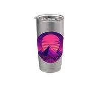 Coucher de soleil rétro Vaporwave Pyramid Gobelet isotherme en acier inoxydable double paroi
