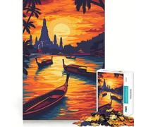 Coucher de Soleil sur Bangkok Puzzle de 1000 pièces Adolescents thaïlandais Jeu de réflexion Activité de Groupe Découpe de précision pour Les fêtes 50x75cm