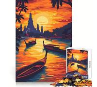 Coucher de Soleil sur Bangkok Puzzle de 1000 pièces Adolescents thaïlandais Jeu de réflexion Activité de Groupe Découpe de précision pour Les fêtes 50x75cm
