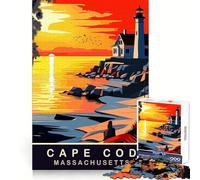 Coucher de Soleil sur Cape Cod (MA) Puzzle de 1000 pièces pour Adolescents Stimule la mémoire Passe-Temps Relaxant Bords Nets Cadeau Unique (50x75cm)