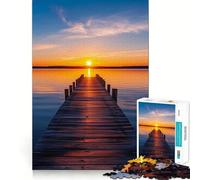Coucher de Soleil sur la mer Puzzle 1000 pièces pour Adolescents Jeu Intelligent et Complice Découpe Lisse Liste de souhaits du Père Noël 38x26cm