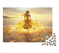 Coucher de Soleil sur la Plage Cadeau Unique Décoration Intérieure Violin Notes and Fleurs Jeu ÉduChatif Challenge Toy Adultes & Enfants des 14 Ans 1000pcs (75x50cm)