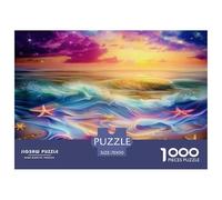 Coucher de Soleil sur la Plage de Fantasy 1000 Pièces Puzzles pour Adultes,Océan coloré Wave Un Jeu De Dexérité Très Difficile Puzzle D'intelligence Un Jeu Cadeau Original 70x50cm/1000pcs