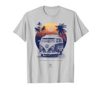 Coucher de Soleil sur la Plage du Camping-Car Volkswagen T1 en Floride T-Shirt, Homme, Argent, XL