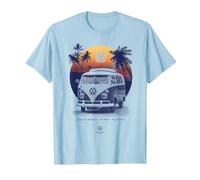 Coucher de Soleil sur la Plage du Camping-Car Volkswagen T1 en Floride T-Shirt, Homme, Bleu Céleste, XXL