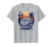 Coucher de Soleil sur la Plage du Camping-Car Volkswagen T1 en Floride T-Shirt, Homme, Gris Chiné, M