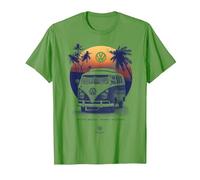 Coucher de Soleil sur la Plage du Camping-Car Volkswagen T1 en Floride T-Shirt, Homme, Herbe, XXL