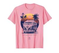 Coucher de Soleil sur la Plage du Camping-Car Volkswagen T1 en Floride T-Shirt, Homme, Rose, L