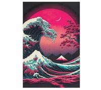 Coucher de Soleil sur la Plage et Les Grosses Vagues 1000 Pièces Puzzle en Bois pour Adultes EnfFourmis, Puzzles Impossible, Jeu D'adresse pour Toute La Famille, 78×53cm
