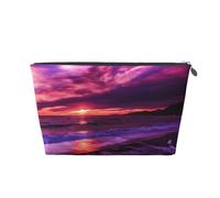 Coucher de Soleil sur la Plage Rose imprimé, Trousse de Toilette Trousse de Maquillage Sac à cosmétiques Trousse de Toilette de Voyage Portable
