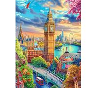 Coucher de Soleil sur la Ville de Big Ben 1000 Pieces Casse-tête Adolescent en Carton Rigide Difficulté Moyenne Activité Éducative Cadeau Fête des Mères Haute Qualité Premium 1000 PCS
