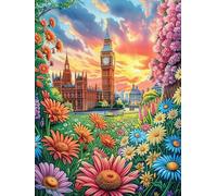 Coucher de Soleil sur la Ville de Big Ben 500 Pièces Puzzle Adulte en Carton Haute Qualité Épais Difficile Moyenne Anti-Stress Décoration Murale Idée Cadeau Saint Valentin 500 PCS
