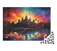 Coucher de Soleil sur l'ancien Temple 1000 Pièces Puzzles pour Adultes, Un Jeu De Dexérité Très Difficile Puzzle Éducatif avec des Défis 52x38cm/1000pcs