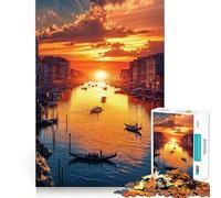 Coucher de Soleil sur Le Canal dans Une Venise Imaginaire Puzzle de 1000 pièces pour Adolescents Stimule la mémoire Détente et Amusement garantis Design Original Assemblage Surprise chaleureuse