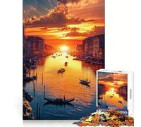 Coucher de Soleil sur Le Canal dans Une Venise Imaginaire Puzzle de 1000 pièces pour Adolescents Stimule la mémoire Détente et Amusement garantis Design Original Assemblage Surprise chaleureuse