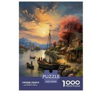 Coucher de Soleil sur Le Port Puzzle 1000 Pièces Educa Jouet en Bois Jeu D'Intelligence Décoration Intérieure Art Jeu Éduchatif Challenge Toy Adultes Et Enfants À Partir De 14 Ans 70x50cm/1000pcs