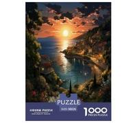 Coucher de Soleil sur Le Port Puzzles 1000 Pièces Cadeau Unique Jeu Éduchatif Défi Jouet À De Qualité Supérieure Peinture Art pour Adultes Et Enfants À Partir De 12 Ans 38x26cm/1000pcs