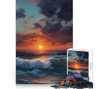 Coucher de Soleil sur l'océan avec Vagues Puzzle de 1000 pièces pour Adultes pour stimuler la mémoire et se détendre mentalement Découpe de qualité supérieure Surprise chaleureuse 38x52cm