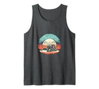 Coucher de soleil sur un bulldozer d'époque Débardeur