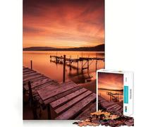 Coucher de Soleil sur Un lac, mer, Bateau, Puzzle pour Adolescents, 1000 pièces, stimule la mémoire, se détend, Bords précis, 50x75cm