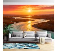 Coucher De Soleil Sur Une Longue Rivière Papier Peint Panoramique 3D Papier Peint Panoramique Pour Salon Art Moderne Intissé Paysage Naturel Affiche Murale Décoration Intérieure Personnalisée N