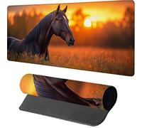 Coucher De Soleil Tapis de Souris Gaming 600x300x3mm, Cheval Tapis de Souris XXL, Sous Main Bureau, Mouse Pad avec Rubber Base, Accessoires Bureau, Mousepad avec Coutures sur Les Bords, pour PC 6-3538
