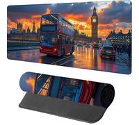 Coucher De Soleil Tapis de Souris Gaming 800x400x3mm, Londres Tapis de Souris XXL, sous Main Bureau, Mouse Pad avec Rubber Base, Accessoires Bureau, Mousepad avec Coutures sur Les Bords, L-8409
