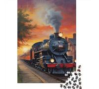 Coucher de Soleil Train Vintage Puzzle 1000 Pièces Adultes intéressant Puzzles 1000 Pièces Défi Jouet Cadeau 38x26cm/1000pcs