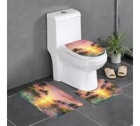 Coucher De Soleil Tropical sur Une Île Tapis De Bain 3 Pièces Absorbant Tapis De Toilette Antidérapant Carpettes De Toilette pour Chambre À Coucher Maison Intérieur