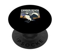 Coucher de Soleil Vintage avec des macareux de l'Oregon à Cannon Beach PopSockets PopGrip Adhésif