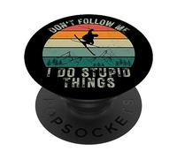 Coucher de Soleil Vintage, ne me Suivez Pas, Je Fais des Choses stupides, skiez PopSockets PopGrip Adhésif
