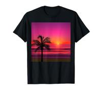 Coucher de Soleil Violet et Orange avec Un Palmier Silhouette T-Shirt