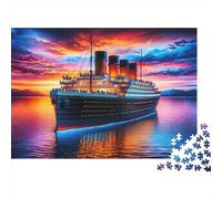 Coucher du Soleil du Navire Titanic Puzzle 1000 Pièces Educa Jouet Jeu D'Intelligence Décoration Intérieure intéressant Jeu Éducatif Challenge Toy Adultes & Enfants des 14 Ans 52x38cm/1000pcs