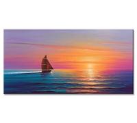 Coucher soleil Diamond Painting Adulte Enfant 5D DIY Loisirs Créatifs Adultes Difficile Accessoires Inclus Voilier Broderie Diamant Painting kit Peinture Bricolage Grand Format Strass 65x130cm y-5378