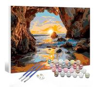 Coucher Soleil Peinture Numero Adulte, DIY 140x80cm Océan Peinture Numero Adulte Débutants, avec 3 Pinceaux et Acryliques, Coloriage par Numbers Kits, Décoration Murale et Cadeaux, (Sans Cadre) O-41