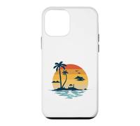 Coucher Soleil Tropical Palmier Île Plage Rétro Océan Coque pour iPhone 12 Mini