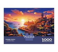 Coucher soleilPuzzle 1000 Pièces avec Emboîtement Parfait, Puzzle d'art Ville sur merdéfi Entre Amis pour Un Tableau À Encadrer, Superbe Idée Cadeau 70x50cm/1000pcs
