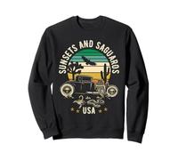 Couchers de Soleil et Saguaros Southwest USA Hotrod Style Rétro Design Sweatshirt