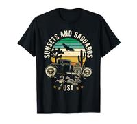 Couchers de Soleil et Saguaros Southwest USA Hotrod Style Rétro Design T-Shirt