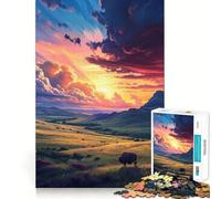 Couchers de Soleil sur Une vaste région Puzzle de 1000 pièces pour Adolescents Jeu de réflexion Activité à la Maison Découpe de qualité supérieure pour Les vœux du Père Noël 50x75cm