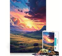 Couchers de Soleil sur Une vaste région Puzzles pour Adolescents de 1000 pièces Stimule la mémoire Détente Bords précis 38x26cm