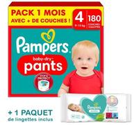Couches-Culottes Pampers Baby-Dry Taille 4 - Pack 1 Mois 180 Couches Multicolore