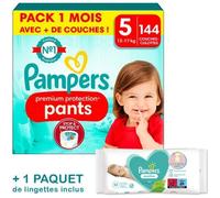 Couches-Culottes Pampers Premium Protection Pants Taille 5 - Pack 1 Mois 144 Couches Multicolore