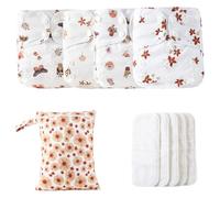 Couches de bébé en tissu | Couches de bébé en tissu lavable réglables - doublures absorbantes et respirantes avec 4 inserts et 1 sac humide pour les filles pour les pour les filles